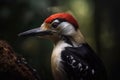 Woodpecker in the forest close-up. AI Generated