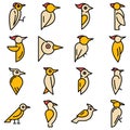 Woodpecker icons set vector flat Royalty Free Stock Photo