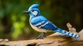 Intricate Blue Jay Figurine On Wooden Branch - Wildlife Art Royalty Free Stock Photo