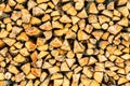 Woodpile. Firewood stacked in a woodpile. Birch wood at close range