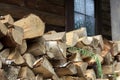 Woodpile, piece of the stack of firewood