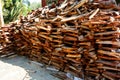 Woodpile of rare mahogany firewood i