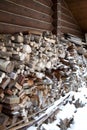 Woodpile under snow