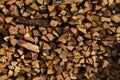 Woodpile. Wooden logs. Chopped and chopped Wood
