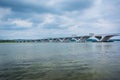 The Woodrow Wilson Bridge and Potomac River seen from Alexandria Royalty Free Stock Photo