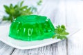 Woodruff Jello on wood Royalty Free Stock Photo