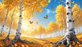 Woods forest aspen cottonwood evening autumn beautiful nature mural