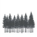 woods silhouette , black and white illustration isolated on white background Royalty Free Stock Photo