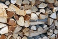 Woodshed with pieces of wood cut