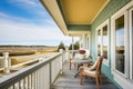 woodshingle villa with ocean view and balcony Royalty Free Stock Photo