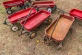 Woodstock, Georgia/USA-10/09/20 Radio flyer red wagons parked in a group outdoors