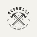 Woodwork carpentry vintage badge logo icon design