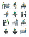 Woodworking Carpenter Service Flat Icons Collection