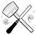 Woodworking and carpentry tools emblem logo vector. Mallet and chisel Royalty Free Stock Photo