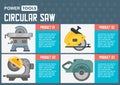 Woodworking Circular Saws Flat Vector Web Banner