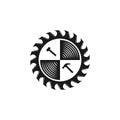 Woodworking gear logo design template vector element