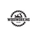 Woodworking gear logo design template vector element isolated