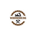 Woodworking gear logo design template vector element isolated