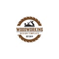 Woodworking gear logo design template vector element isolated Royalty Free Stock Photo