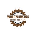 Woodworking gear logo design template vector element