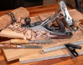 Woodworking Hand Tools, plane, chisels, marking knife, square