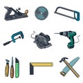 Woodworking industry and tools icons - vector icon Royalty Free Stock Photo