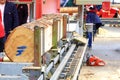 Woodworking, large logs in a modern sawmill