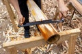 Woodworking, making a new didgeridoo from alder tree