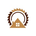 Woodworking sawmill logo design template vector element