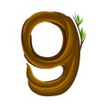 Woody Number Nine Arranged from Branching Tree Stem and Green Leaves Vector Illustration Royalty Free Stock Photo