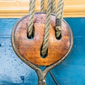 Wooden pulley Royalty Free Stock Photo