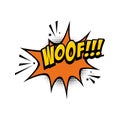 WOOF!!! Comic style phrase with speech bubble. Royalty Free Stock Photo