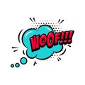 WOOF!!! Comic style phrase with speech bubble. Royalty Free Stock Photo