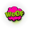 Woof dog puppy comic book text pop art Royalty Free Stock Photo