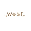 Woof text with paw print