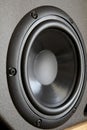 Woofer or bass cone of a high end hi-fi speaker cabinet Royalty Free Stock Photo