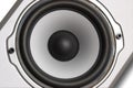 Woofer of silver speaker Royalty Free Stock Photo
