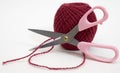 Wool ball and scissors Royalty Free Stock Photo