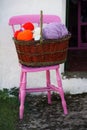 Wool balls in a basket in Ireland