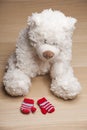 Wool bear gloves table background