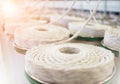 Wool bobbin in the textile workshop Royalty Free Stock Photo