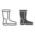 Wool boots line and glyph icon. Warm shoes vector illustration isolated on white. Felt boot outline style design