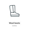 Wool boots outline vector icon. Thin line black wool boots icon, flat vector simple element illustration from editable clothes Royalty Free Stock Photo