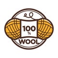 Wool clew vector label 100 percent natural