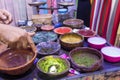 wool dyeing souk marrakech morocco Royalty Free Stock Photo