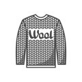 Wool emblem with knitted sweater. Label for hand made, knitting or tailor shop