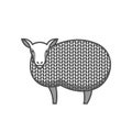 Wool emblem with merino sheep. Label for hand made, knitting or tailor shop