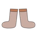 Wool felt boots. Comfortable warm winter shoes. Vector doodle Royalty Free Stock Photo