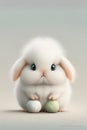 Wool felted bunny isolated on light background