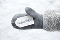 Wool Glove, Label, Snow, Gutschein Means Voucher